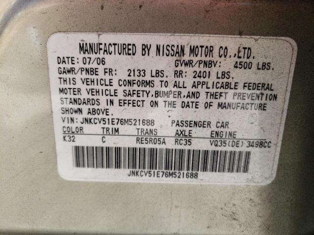 Photo 10 from auction – 2006 INFINITI G35 with VIN JNKCV51E76M521688