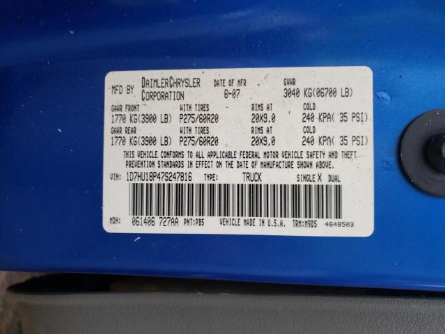 Photo 10 from auction – 2007 DODGE RAM 1500 S with VIN 1D7HU18P47S247816