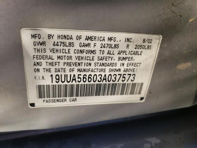Photo 10 from auction – 2003 ACURA 3.2TL with VIN 19UUA56603A037573