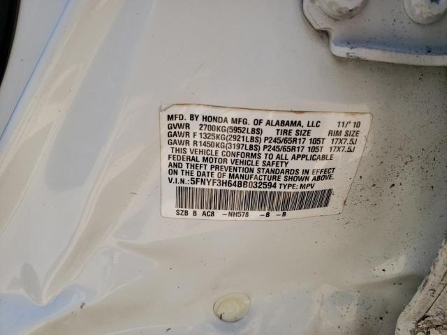 Photo 10 from auction – 2011 HONDA PILOT EXL with VIN 5FNYF3H64BB032594