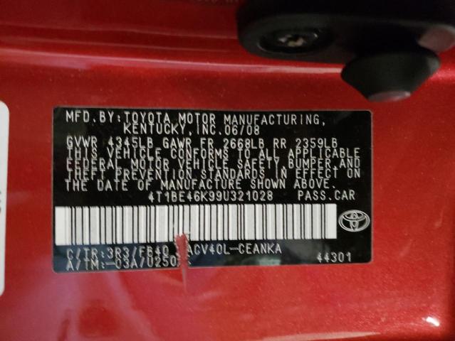 Photo 10 from auction – 2009 TOYOTA CAMRY BASE with VIN 4T1BE46K99U321028