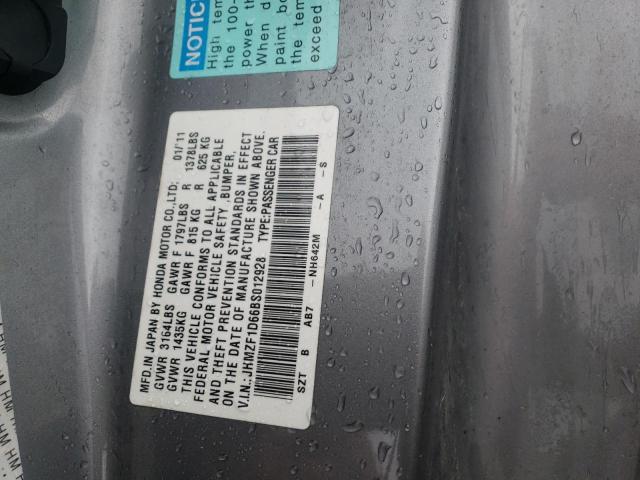 Photo 10 from auction – 2011 HONDA CR-Z with VIN JHMZF1D66BS012928