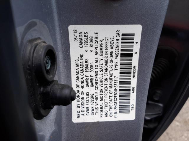 Photo 10 from auction – 2018 HONDA CIVIC LX with VIN 2HGFC2F50JH573317