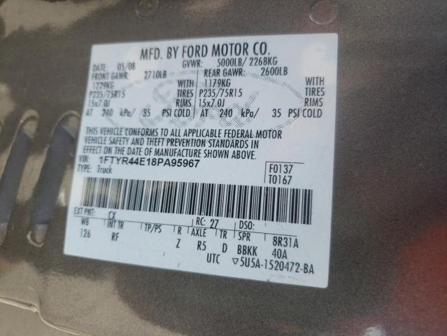Photo 10 from auction – 2008 FORD RANGER SUP with VIN 1FTYR44E18PA95967