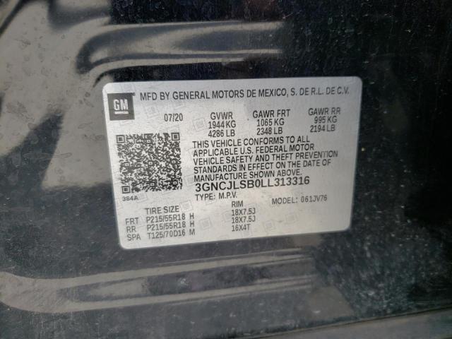 Photo 10 from auction – 2020 CHEVROLET TRAX 1LT with VIN 3GNCJLSB0LL313316