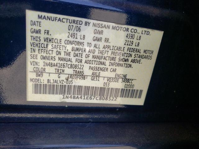 Photo 10 from auction – 2007 NISSAN MAXIMA SE with VIN 1N4BA41E67C808522
