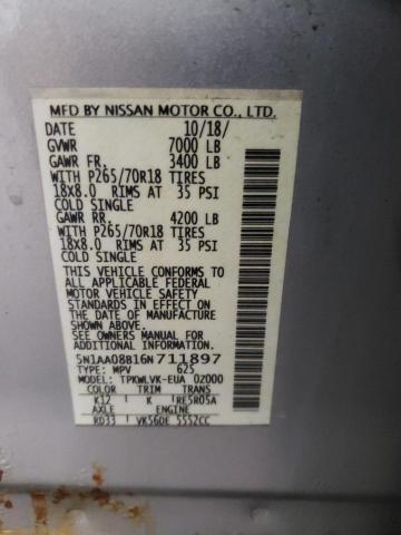 Photo 10 from auction – 2006 NISSAN ARMADA SE with VIN 5N1AA08B16N711897