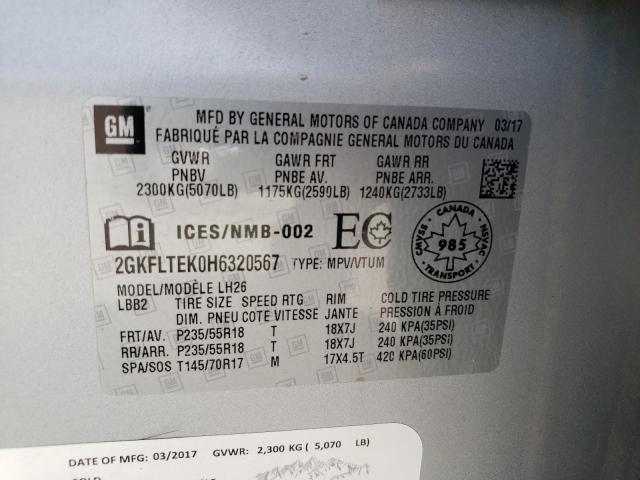 Photo 10 from auction – 2017 GMC TERRAIN SL with VIN 2GKFLTEK0H6320567