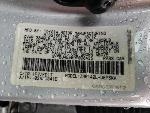 Photo 10 from auction – 2013 TOYOTA COROLLA BA with VIN 5YFBU4EE0DP098435