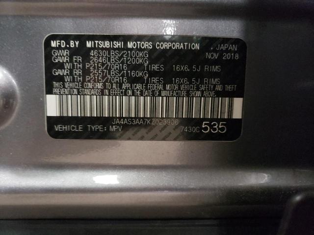 Photo 10 from auction – 2019 MITSUBISHI ECLIPSE CR with VIN JA4AS3AA7KZ023906