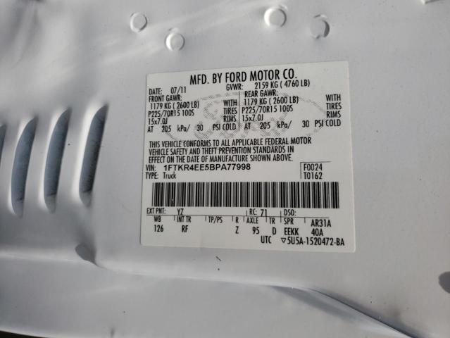 Photo 10 from auction – 2011 FORD RANGER SUP with VIN 1FTKR4EE5BPA77998