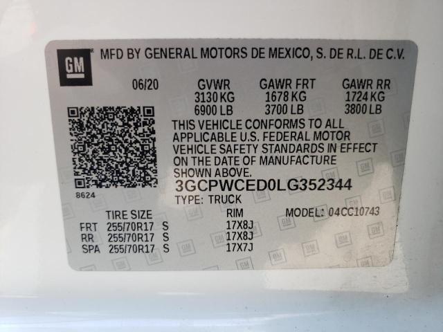 Photo 10 from auction – 2020 CHEVROLET SILVERADO with VIN 3GCPWCED0LG352344