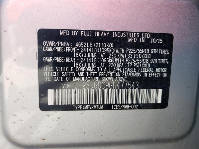 Photo 10 from auction – 2016 SUBARU FORESTER 2 with VIN JF2SJGDC9GH477543