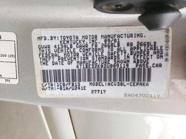 Photo 10 from auction – 2002 TOYOTA CAMRY LE with VIN 4T1BE32K02U009119
