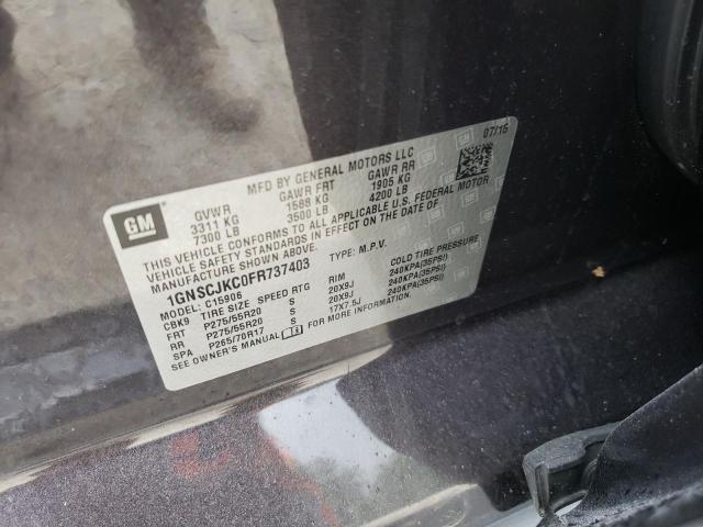 Photo 10 from auction – 2015 CHEVROLET SUBURBAN C with VIN 1GNSCJKC0FR737403