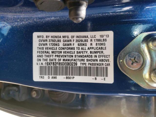 Photo 10 from auction – 2013 HONDA CIVIC EX with VIN 19XFB2F85DE083239