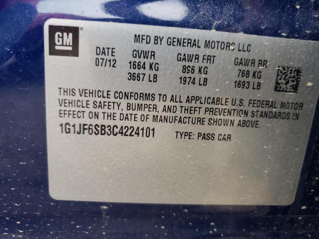 Photo 10 from auction – 2012 CHEVROLET SONIC LTZ with VIN 1G1JF6SB3C4224101