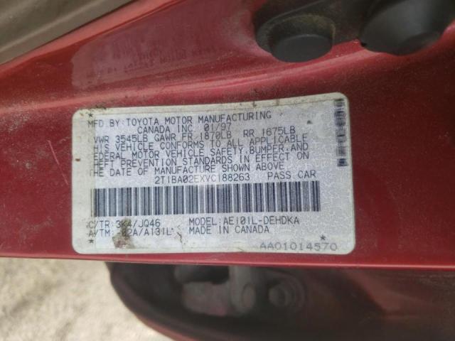 Photo 10 from auction – 1997 TOYOTA COROLLA with VIN 2T1BA02EXVC188263