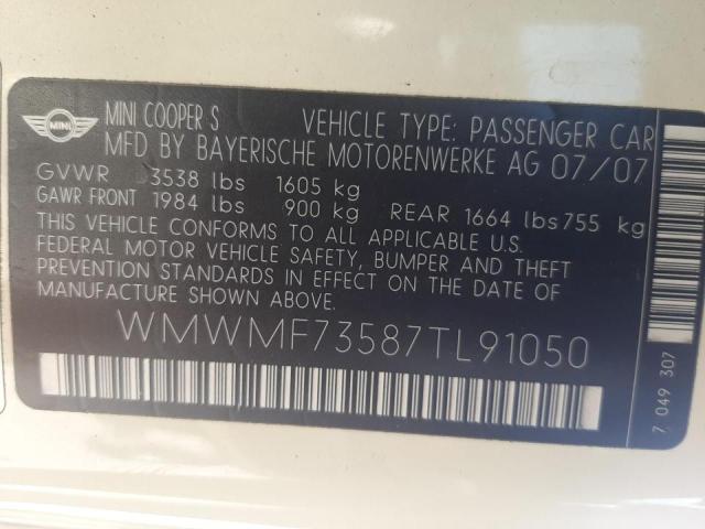 Photo 10 from auction – 2007 MINI COOPER S with VIN WMWMF73587TL91050