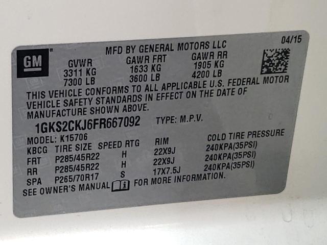 Photo 10 from auction – 2015 GMC YUKON DENA with VIN 1GKS2CKJ6FR667092