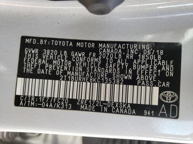Photo 10 from auction – 2019 TOYOTA COROLLA L with VIN 2T1BURHE8KC135382