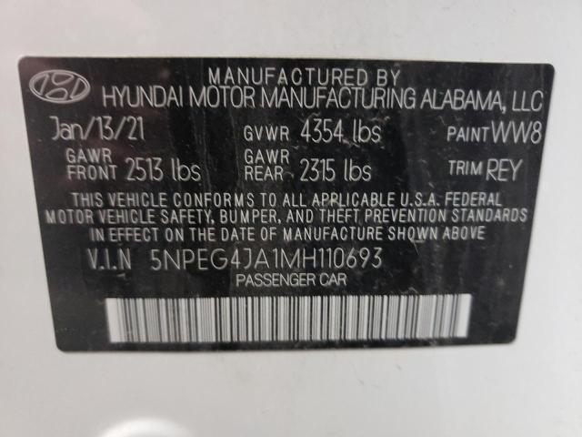 Photo 10 from auction – 2021 HYUNDAI SONATA SE with VIN 5NPEG4JA1MH110693
