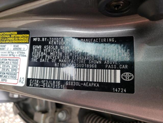 Photo 10 from auction – 2005 TOYOTA AVALON 4D with VIN 4T1BK36B35U018968