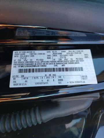 Photo 10 from auction – 2021 FORD ESCAPE SE with VIN 1FMCU9G65MUA13692