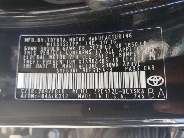 Photo 10 from auction – 2017 TOYOTA COROLLA with VIN 5YFBURHE9HP615438