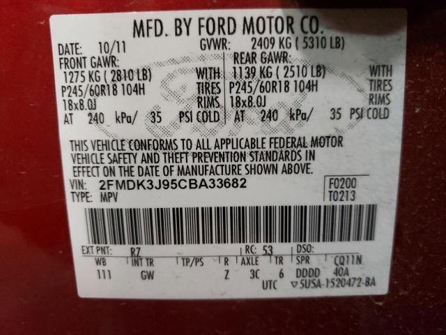 Photo 10 from auction – 2012 FORD EDGE SEL with VIN 2FMDK3J95CBA33682