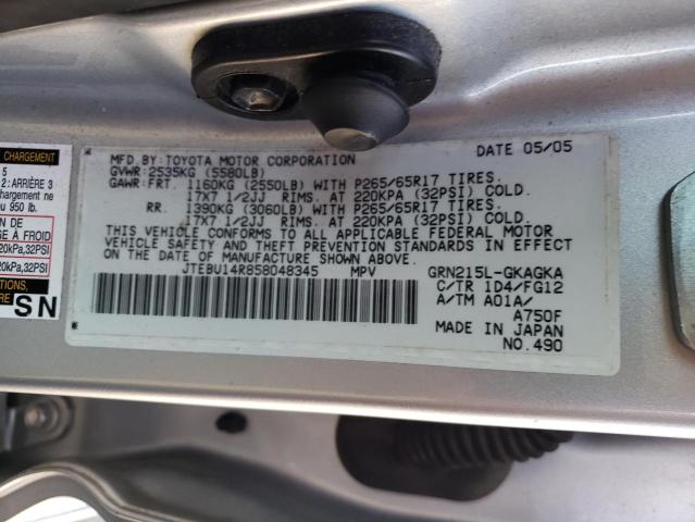 Photo 10 from auction – 2005 TOYOTA 4RUNNER SR with VIN JTEBU14R858048345