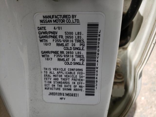 Photo 10 from auction – 2001 NISSAN PATHFINDER with VIN JN8DR09Y41W604931