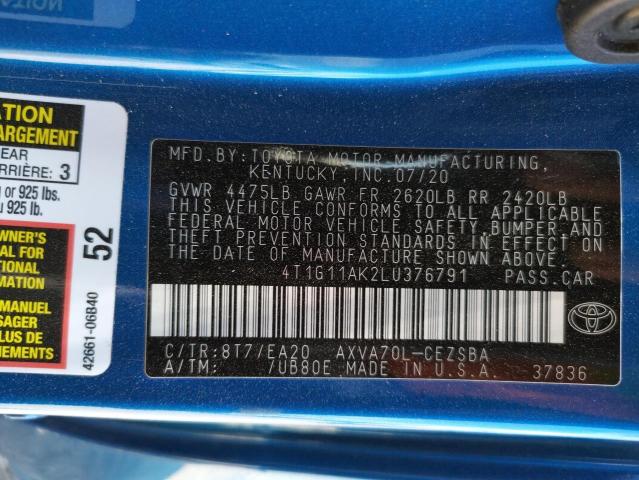 Photo 10 from auction – 2020 TOYOTA CAMRY SE with VIN 4T1G11AK2LU376791