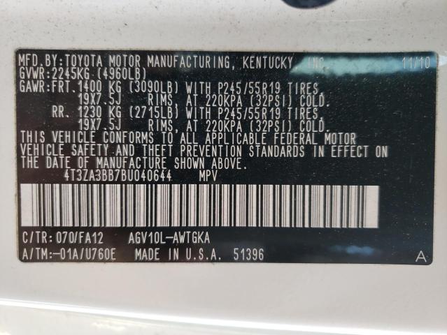 Photo 10 from auction – 2011 TOYOTA VENZA with VIN 4T3ZA3BB7BU040644