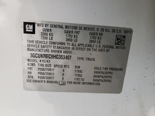 Photo 10 from auction – 2017 CHEVROLET SILVERADO with VIN 3GCUKREC8HG353497