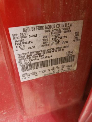 Photo 10 from auction – 2001 FORD F150 SUPER with VIN 1FTRW08L21KA87328