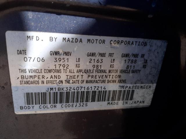 Photo 10 from auction – 2007 MAZDA 3 S with VIN JM1BK324071617214