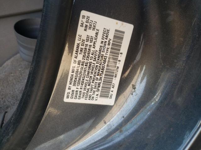 Photo 10 from auction – 2010 HONDA ODYSSEY EX with VIN 5FNRL3H75AB074843