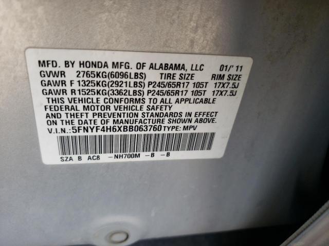 Photo 10 from auction – 2011 HONDA PILOT EXL with VIN 5FNYF4H6XBB063760