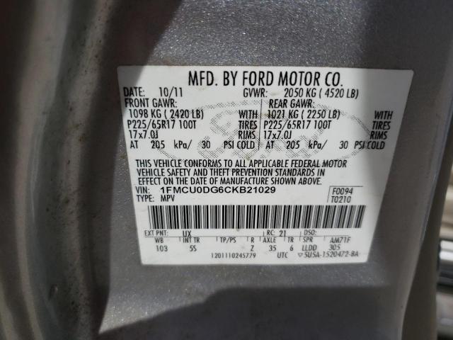 Photo 10 from auction – 2012 FORD ESCAPE XLT with VIN 1FMCU0DG6CKB21029