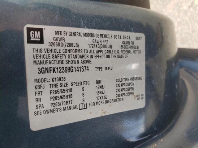 Photo 10 from auction – 2008 CHEVROLET AVALANCHE with VIN 3GNFK12398G141374