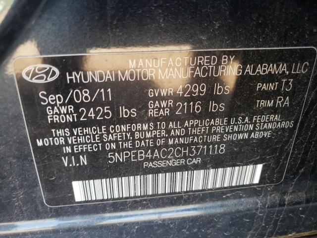 Photo 10 from auction – 2012 HYUNDAI SONATA GLS with VIN 5NPEB4AC2CH371118