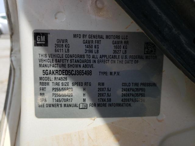 Photo 10 from auction – 2012 BUICK ENCLAVE with VIN 5GAKRDED5CJ365498