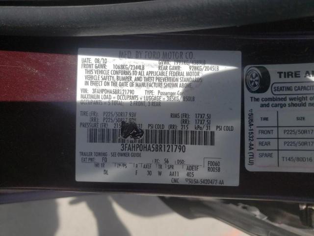 Photo 10 from auction – 2011 FORD FUSION SE with VIN 3FAHP0HA5BR121790