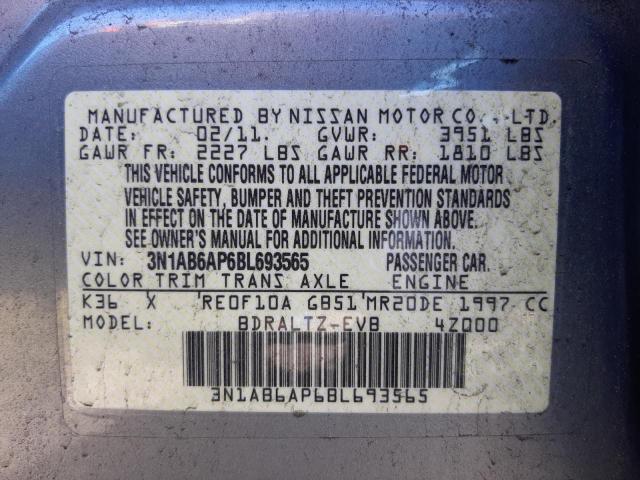 Photo 10 from auction – 2011 NISSAN SENTRA 2.0 with VIN 3N1AB6AP6BL693565