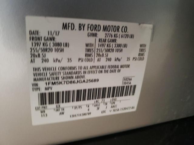 Photo 10 from auction – 2018 FORD EXPLORER X with VIN 1FM5K7D86JGA25689