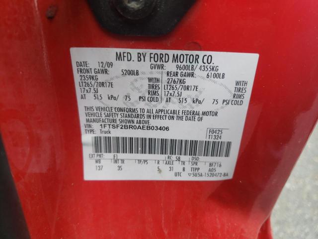 Photo 10 from auction – 2010 FORD F250 SUPER with VIN 1FTSF2BR0AEB03406