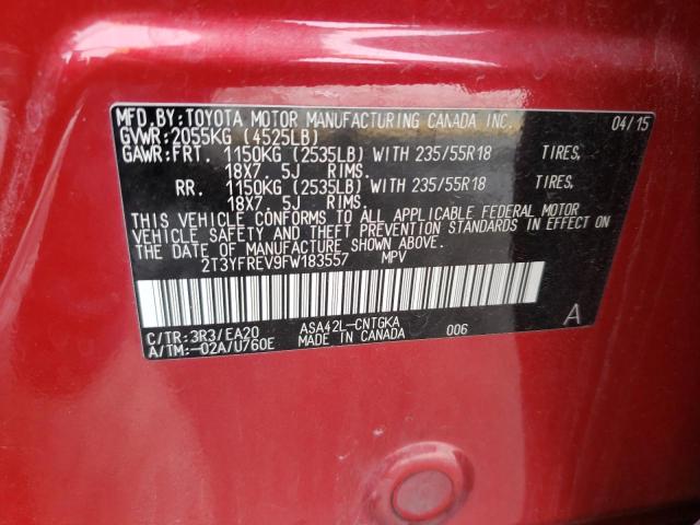 Photo 10 from auction – 2015 TOYOTA RAV4 LIMIT with VIN 2T3YFREV9FW183557