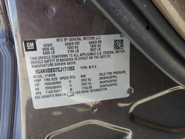 Photo 10 from auction – 2012 BUICK ENCLAVE with VIN 5GAKVDED7CJ171082