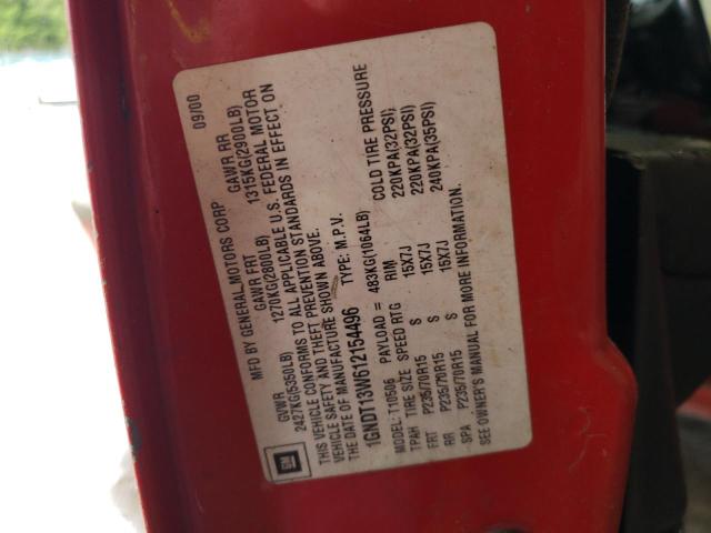 Photo 10 from auction – 2001 CHEVROLET BLAZER with VIN 1GNDT13W612154496